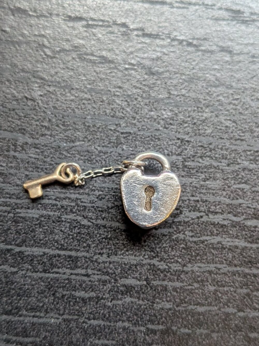 Retired Pandora “Key to My Heart” 925 Silver Padlock/14K Gold Key Charm